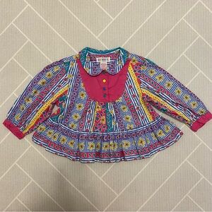 VTG)Gymboree Rainbow Tag Multicolor Long Sleeve Blouse Girl’s Size S